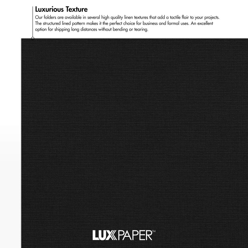 LUXPaper 9" x 12" Presentation Folders | Two Pocket | Black Linen | 100lb. Cover | 50 Qty - Image 5